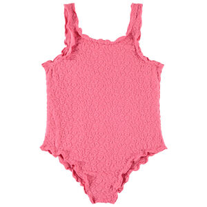 Μαγιό 1 τεμάχιο μονόχρωμο με ζωάκια ανάγλυφο για κορίτσι 