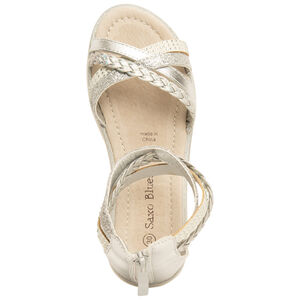 Ασημένια σανδάλια με πλεγμένα λουριά και φερμουάρ πίσω για κορίτσι 