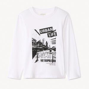 Μακρυμάνικο μπλουζάκι από jersey με τύπωμα φωτογραφίας πόλης για αγόρι 