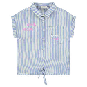 Chemise manches courtes à rayures détails printés pour fille Main Chemise manches courtes à rayures détails printés pour fille