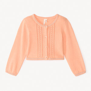 Γιλέττα με μακριά μανίκια σε πλεκτό ανοιχτό σχέδιο για κορίτσι μωρού 