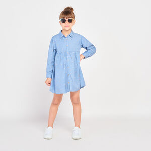 Φόρεμα πουκάμισο μακρυμάνικο με σχέδιο λουλουδιών για κορίτσι 