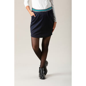 Κοντή φούστα εγκυμοσύνης με γυαλιστερό λάστιχο στη μέση 