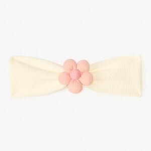 Κορώνα από πλεκτό ύφασμα με ανάγλυφα λουλούδια για μωρό κορίτσι 