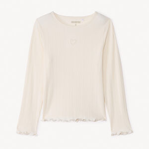 Μακρυμάνικο ριπ μπλουζάκι με κέντημα καρδιάς για κορίτσι 