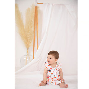 Robe manches courtes volantées imprimé cerises pour bébé fille Main Robe manches courtes volantées imprimé cerises pour bébé fille