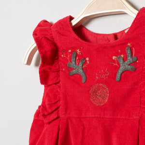 Salopette en velours esprit Noël côtelé motif élan 