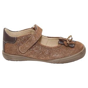 Δερμάτινα παπούτσια με παγιέτες και λουλούδι 