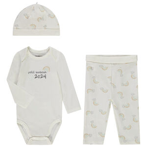 Σετ γέννησης 3 τεμαχίων με print ουράνιο τόξο για bebe 