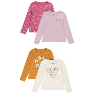 Lot de 4 t-shirts manches longues en jersey print fleuri pour fille Main Lot de 4 t-shirts manches longues en jersey print fleuri pour fille