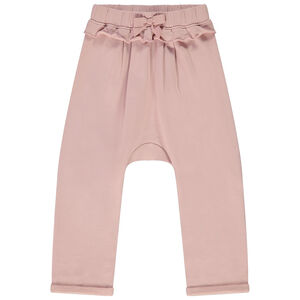 Φόρμα jogging από molleton μονόχρωμο με βολάν για bebe κορίτσι 