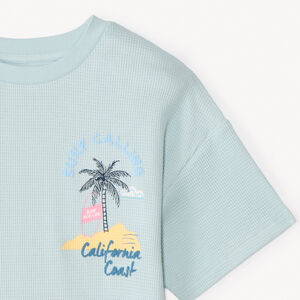 T-shirt κοντό μανίκι από πλέγμα με τύπωμα για αγόρι 