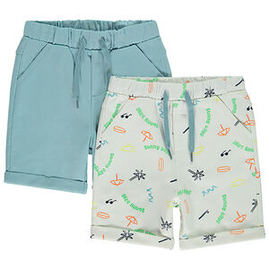 Σέτ από 2 βερμούδες πλεκτό μονόχρωμο και με σχέδιο για μωρό αγόρι 