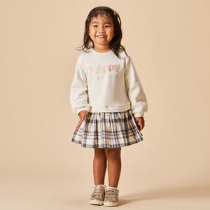 Φόρεμα μακρυμάνικο με εφέ 2 σε 1 από δύο υλικά για bebe κορίτσι 