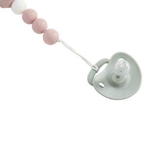 Κλιπ πιπίλας από ξύλο και σιλικόνη ροζ 