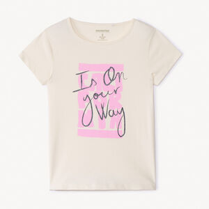 Κοντομάνικο μπλουζάκι jersey με φαντεζί σχέδιο και glitter για κορίτσι 