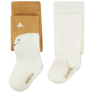 Lot de 2 paires de collants épais rayures et print renard pour bébé fille 