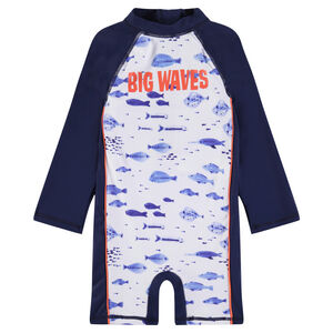 Ολόσωμο φορμάκι με αντηλιακή προστασία και μοτίβο ψάρια σε όλη την επιφάνεια 