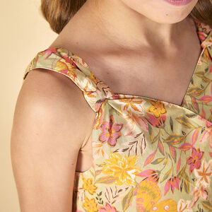 Φόρεμα με βολάν και τιράντες με floral σχέδιο για κορίτσι 