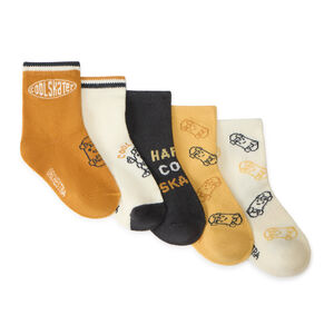 Lot de 5 chaussettes bébé garçon à motifs skateboards 
