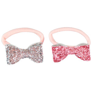 Σετ 2 ελαστικών με φιόγκο και γκλίτερ για κορίτσι 