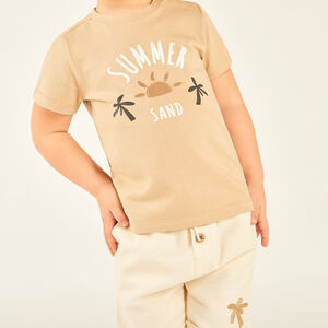 Σύνολο 2 τεμαχίων μπλουζάκι + σορτς με μοτίβο ήλιου και φοίνικα για μωρό αγόρι. 