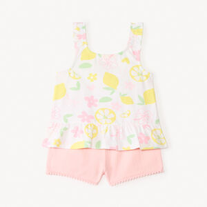 Σέτ κοντής φούστας 2 τεμαχίων με αεράτο τοπ + σορτσάκι για κορίτσι μωρό 