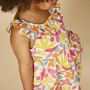 Φόρεμα από voile façonné με floral σχέδιο για bebe κορίτσι 