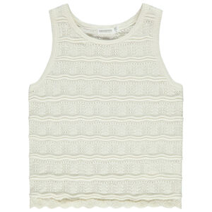 Αμάνικο μπλουζάκι μονόχρωμο από πλεκτό με σχέδιο αζούρ για κορίτσι 