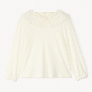 Μπλούζα με μακριά μανίκια και κολάρο Claudine από αγγλική κέντημα για κορίτσι. 