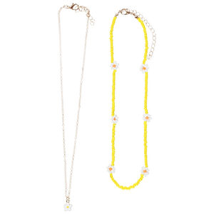 Σέτ από 2 φανταχτερά κολιέ με λουλούδια για κορίτσι 