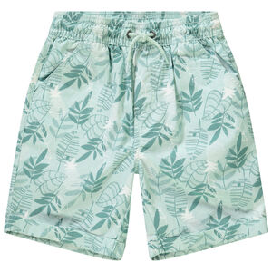 Βερμούδα από βαμβάκι με print φύλλα για αγόρι 