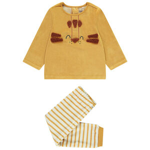 Pyjama 2 pièces en velours lion ludique pour bébé garçon avec finitions différentes selon l'âge 