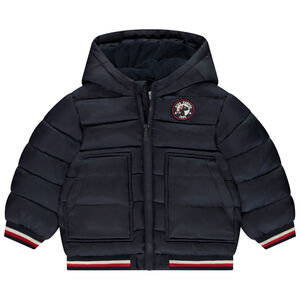 Μπουφάν υφασμάτινο με καπιτονέ εφέ και φανταστικό badge για μωρό αγόρι 