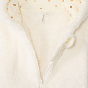 Ζακέτα polaire sherpa μονόχρωμη με κουκούλα για μωρό κορίτσι 