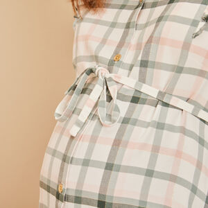 Πουκάμισο μακρυμάνικο με καρό σχέδιο και ζώνη για γυναίκες 