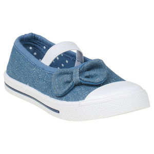 Υφασμάτινα μαλακά παπουτσάκια με λάστιχο και φιόγκο σε νούμερο από 24 έως 27 