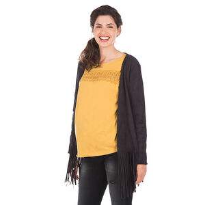 Ζακέτα Εγκυμοσύνης Απομίμηση Σουέτ Με Κρόσσια 