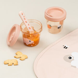 Σετ από 2 μικρά βαζάκια διατήρησης 150 ml Tiny Farm ροζ 