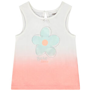 Αμάνικο μπλουζάκι από jersey effet tie and dye με print λουλούδι για bebe κορίτσι 
