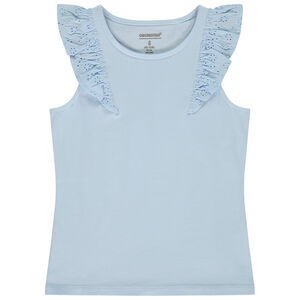 Αμάνικο μπλουζάκι με βολάν και broderie anglaise για κορίτσι 