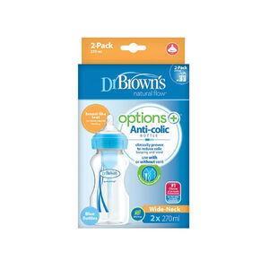 Μπιμπερό Σετ 2Τμχ Με Φαρδύ Λαιμό 270Ml Dr Brown’S Blue 