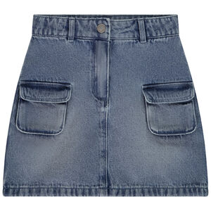 Φούστα από jean effet ξεθωριασμένο με τσέπες για κορίτσι 