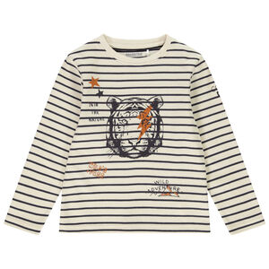 T-shirt manches longues en jersey fancy rayures et print tigre pour garçon Main T-shirt manches longues en jersey fancy rayures et print tigre pour garçon