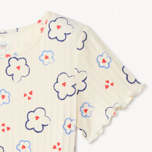 T-shirt manches courtes en maille côté imprimé pour fille 