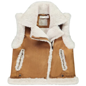 Αμάνικη ζακέτα perfecto με εφέ συνθετικής γούνας για κορίτσι 