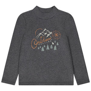 Πλεκτό μπλουζάκι με ψηλό λαιμό και φαντεζί τύπωμα για αγόρι 