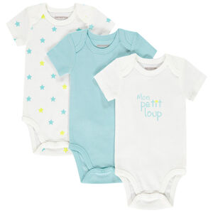 Lot de 3 bodies manches courtes pour bébé garçon Main Lot de 3 bodies manches courtes pour bébé garçon