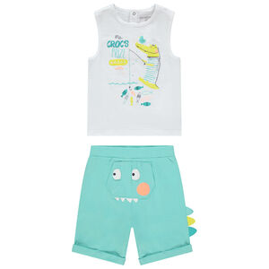 Σετ αμάνικο μπλουζάκι και βερμούδα σχέδιο κροκόδειλος 