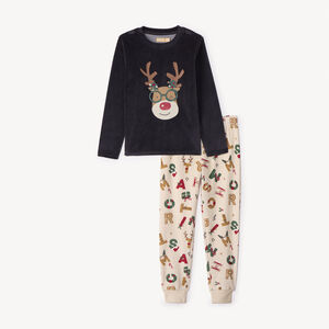 Set pyjama 2 pièces en velours à motifs Noël pour garçon  Main Set pyjama 2 pièces en velours à motifs Noël pour garçon